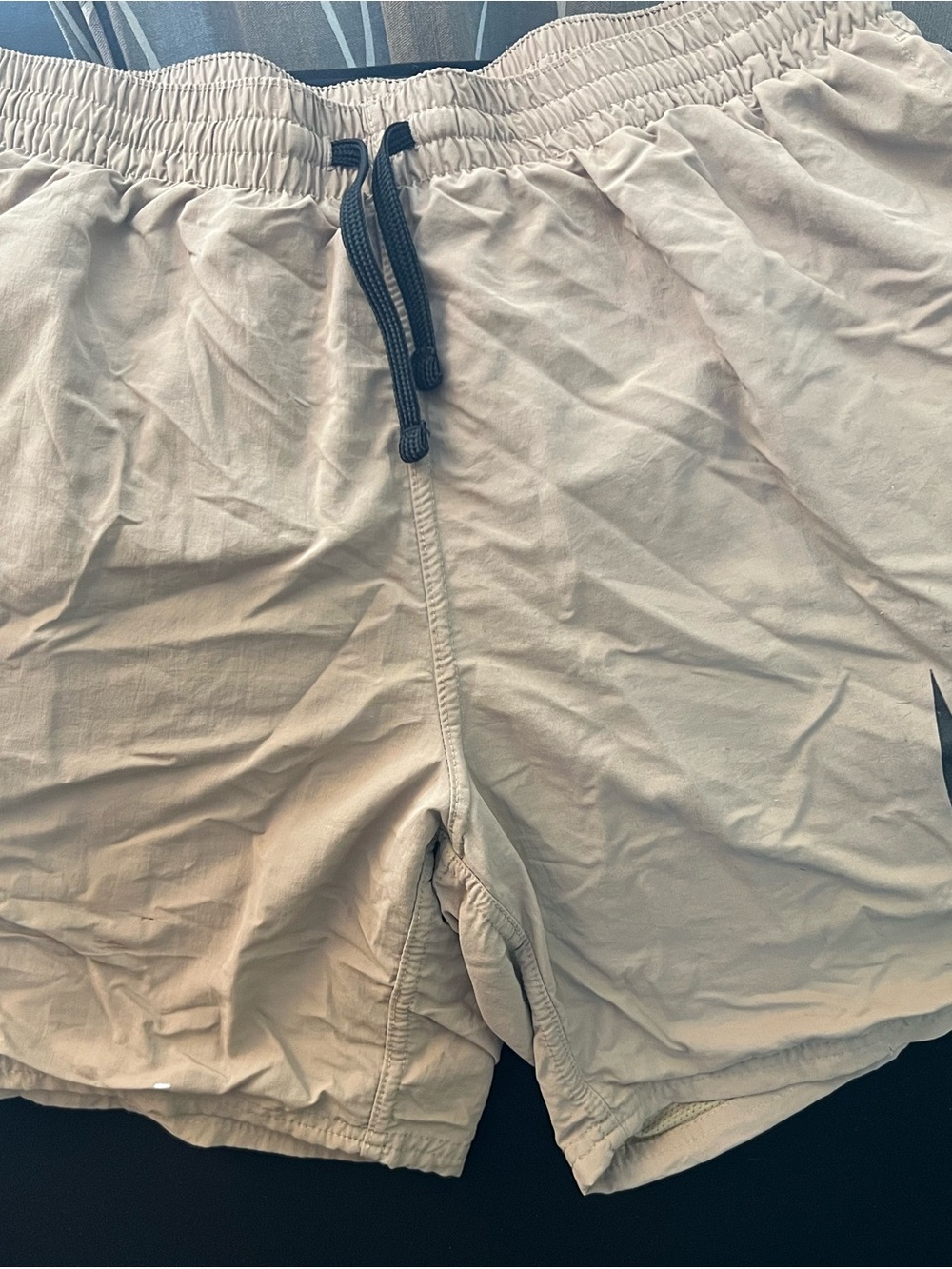 Nike Men's Light Beige Athletic Drawstring Shorts